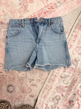 Wrangler Light Blue Frayed Hem Denim Shorts